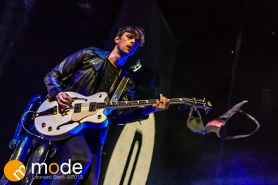 Bassist DALLON WEEKES of Panic! at the Disco performs at the Palace of Auburn Hills Michigan on Sept 14th 2013