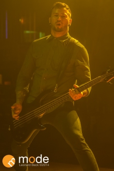 Bass Guitarist JOEY "CHICAGO" WALSER of Devour The Day performs at Royal Oak Music Theatre in Michigan on Jan 14th 2014