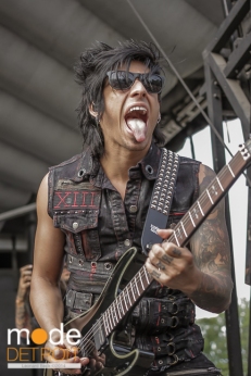 Escape The Fate performing at Rockstar Energy Drink Uproar Festival in Clarkston Michigan at DTE Energy Music Theatre on August 15th 2014