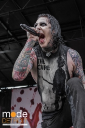 Motionless In White performing at Vans Warped Tour in Auburn Hills Michigan at The Palace of Auburn Hills on July 18th 2014