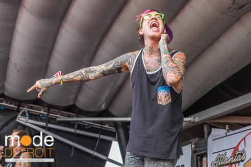 Attila performing at Vans Warped Tour in Auburn Hills Michigan at The Palace of Auburn Hills on July 18th 2014